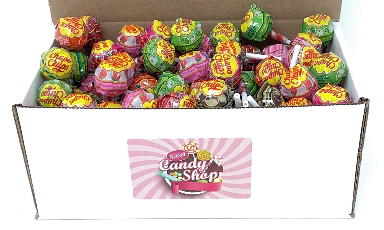 Chupa Chups Lollipops, Assorted Flavors in Box, 3LB Bulk Candy