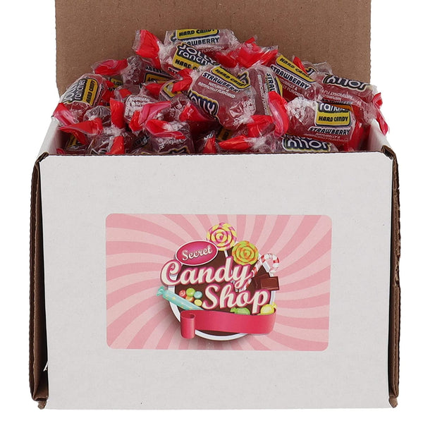 Box of individually wrapped Jolly Rancher Strawberry hard candy in red wrappers