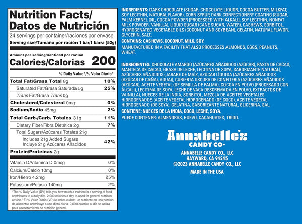 Annabelle Dark Chocolate with Sea Salt Rocky Road 1.65oz Candy Bars Bulk 24 Count
