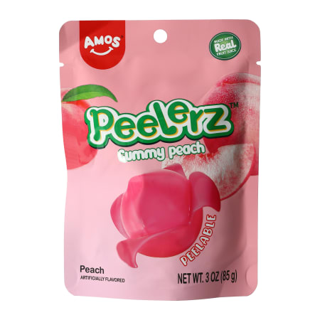 Amos Peelerz Peach Gummy Candy - Peg Bag