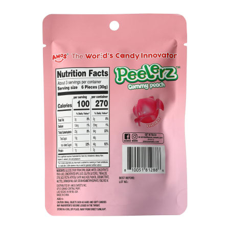 Amos Peelerz Peach Gummy Candy - Peg Bag