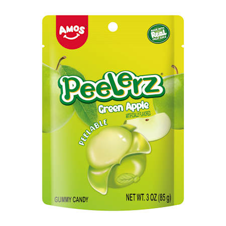 Amos Peelerz Green Apple Gummy Candy - Peg Bag