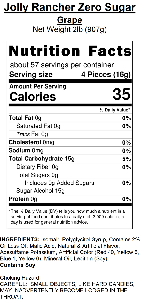 Jolly Rancher Zero Sugar Hard Candy - Grape (Sugar Free)