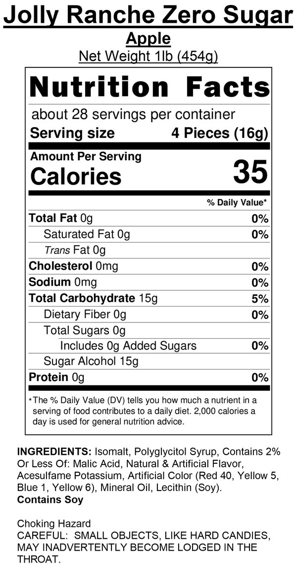 Jolly Rancher Zero Sugar Hard Candy - Apple (Sugar Free)