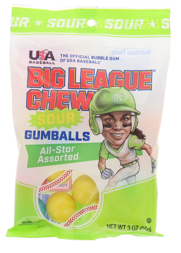 Big League Chew Sour Gum Balls Peg Bag 3oz