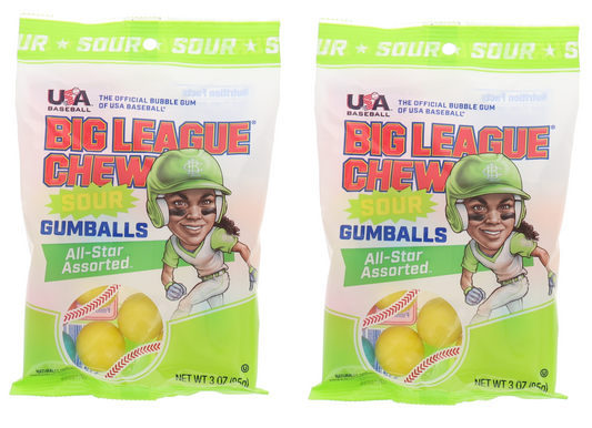 Big League Chew Sour Gum Balls Peg Bag 3oz
