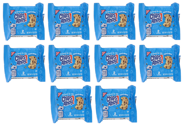 Chip Ahoy Chocolate Chip Cookies (Pack of 10. 2 Cookies Per Pack, total of 20 Cookies)