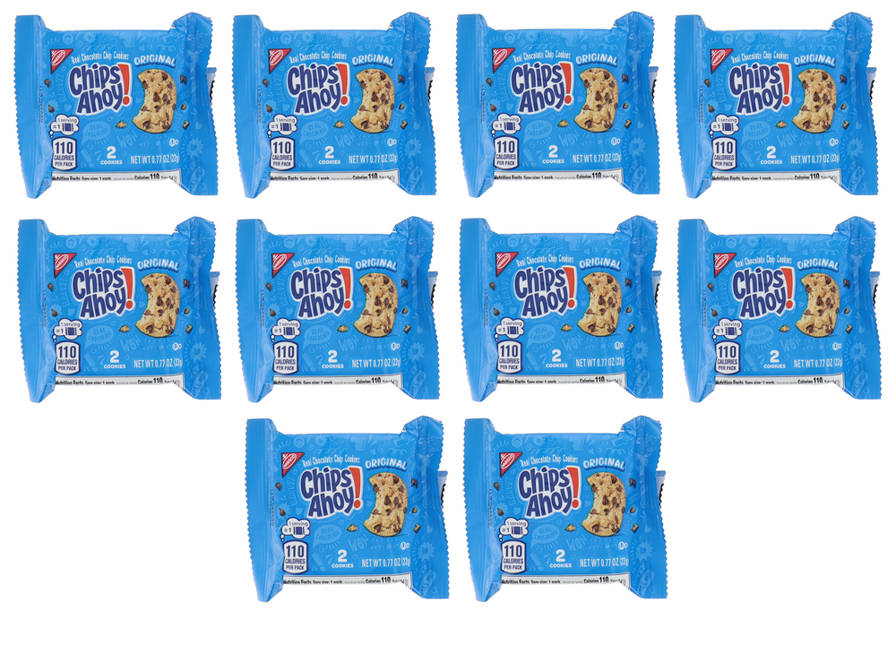 Chip Ahoy Chocolate Chip Cookies (Pack of 10. 2 Cookies Per Pack, total of 20 Cookies)