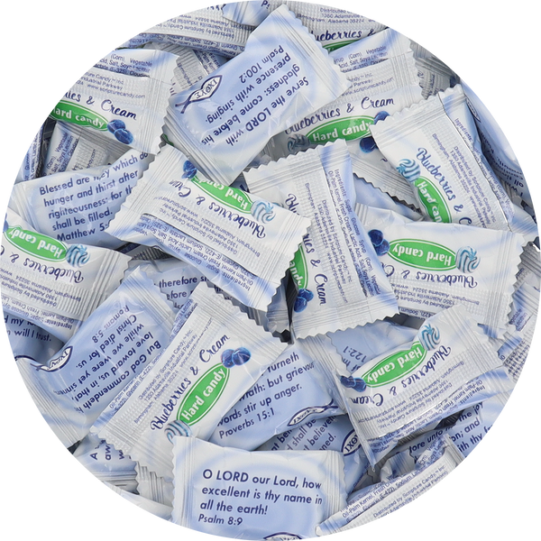 Scripture Candy - Blueberries & Cream Hard Candy (Individually Wrapped)