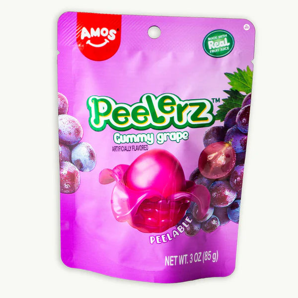 Amos Peelerz Grape Gummy Candy - Peg Bag