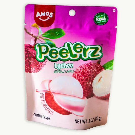 Amos Peelerz Lychee Gummy Candy - Peg Bag