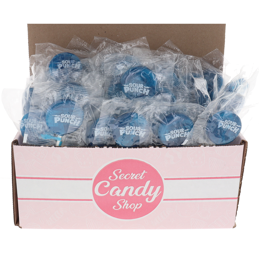 Adam's & Brooks Sour Punch Pops – Blue Raspberry Flavor (Individually Wrapped)