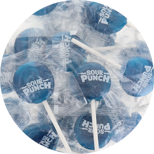 Adam's & Brooks Sour Punch Pops – Blue Raspberry Flavor (Individually Wrapped)