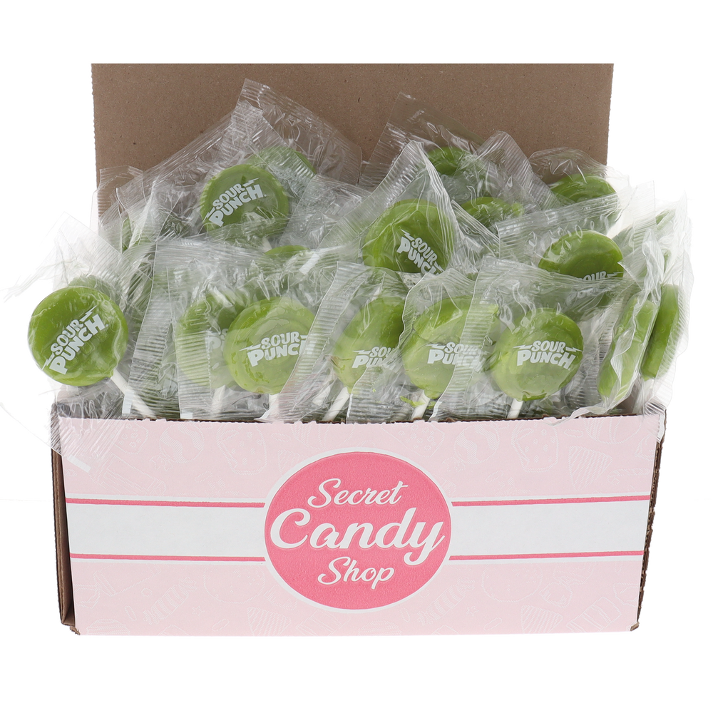 Adam's & Brooks Sour Punch Pops – Green Apple Flavor (Individually Wrapped)