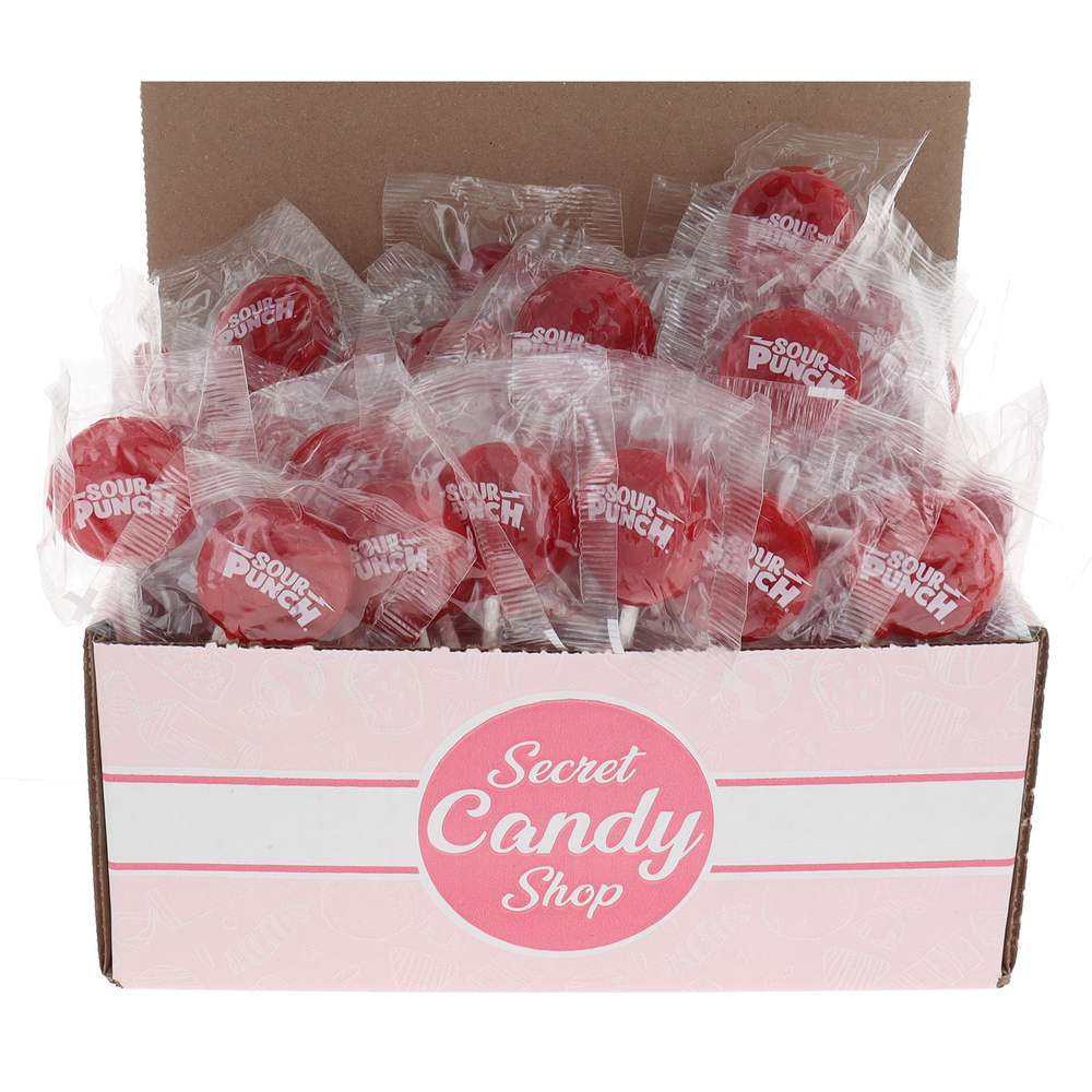 Adam's & Brooks Sour Punch Pops – Strawberry Flavor (Individually Wrapped)