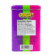 Ouch! Bubble Gum Assorted Flavor Tin – 21 Piece Tin (Individually wrapped)