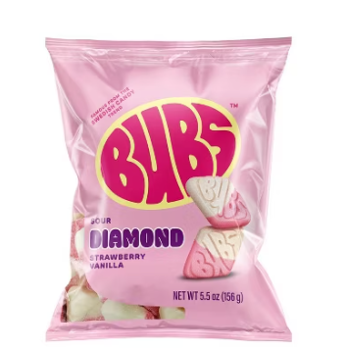 Bubs Strawberry Vanilla Sour Diamonds - 5.5 oz Bag
