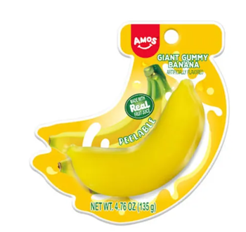 Amos Giant Gummy Banana Peelable Candy– 4.7 oz