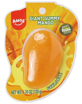 Amos Giant Gummy Mango Peelable Candy– 4.76 oz