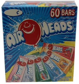 AirHeads Taffy Candy Display Box .55oz 60 Count Assorted Flavors