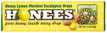 Honees Honey Lemon Menthol Eucalyptus Drops – 24 Pack (216 Drops Total)