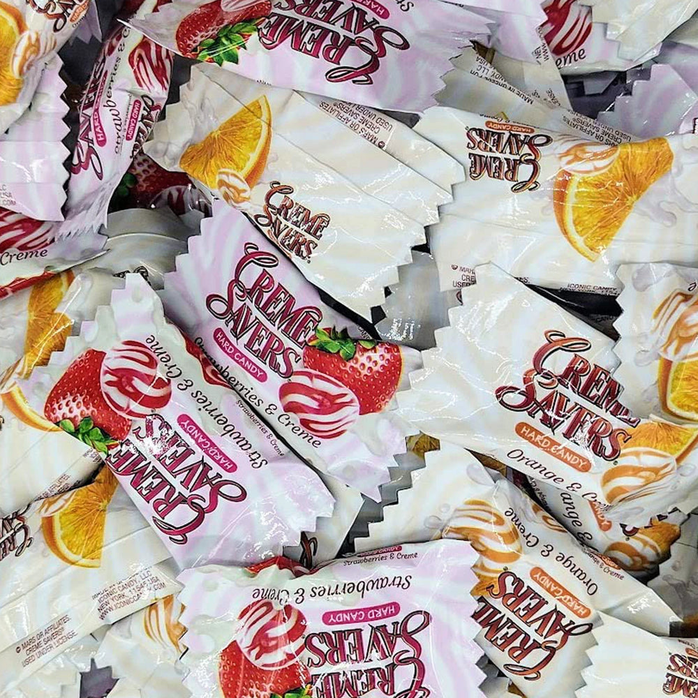 Creme Savers Hard Candy - Orange & Creme + Srawberry & Creme Mix (Individually Wrapped)