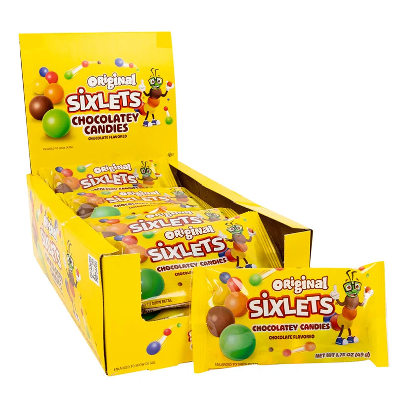 Sixlets Chocolate Candy-Coated Mini Balls - 24 Count Box (1.75 oz Packs)