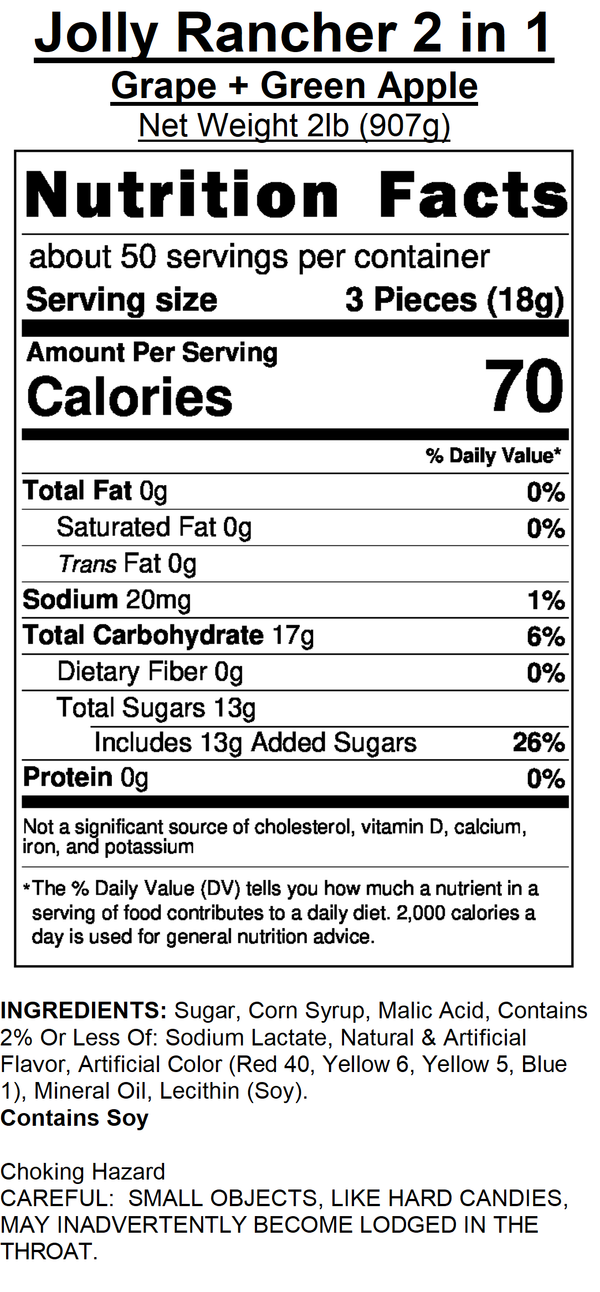 Jolly Rancher Hard Candy Bulk in Box (Individually Wrapped) (2 in 1 Grape/Green Apple)