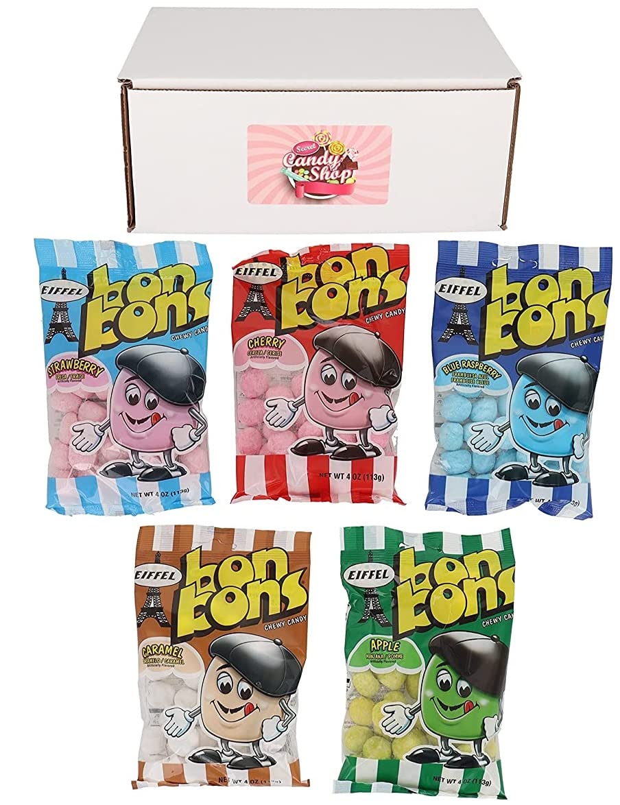 Eiffel Bon Bons Chewy Candy Variety Pack of 5 flavors (1 of each, tota ...