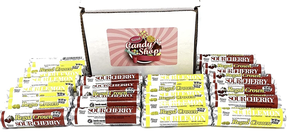 Regal Crown Candy Rolls Variety Pack of 2 Flavors (Sour Cherry & Sour Lemon) (8 of each, Total of 16)