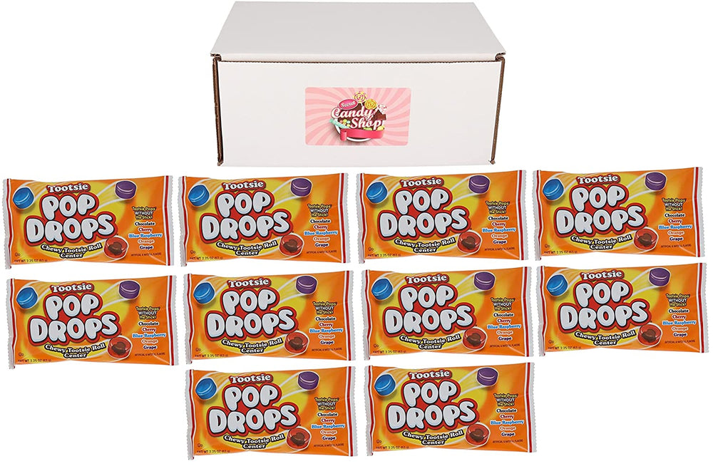 Tootsie Pop Drops Variety of Flavors (Chocolate, Cherry, Blue Raspberry, Orange, Grape) (Pack of 10)