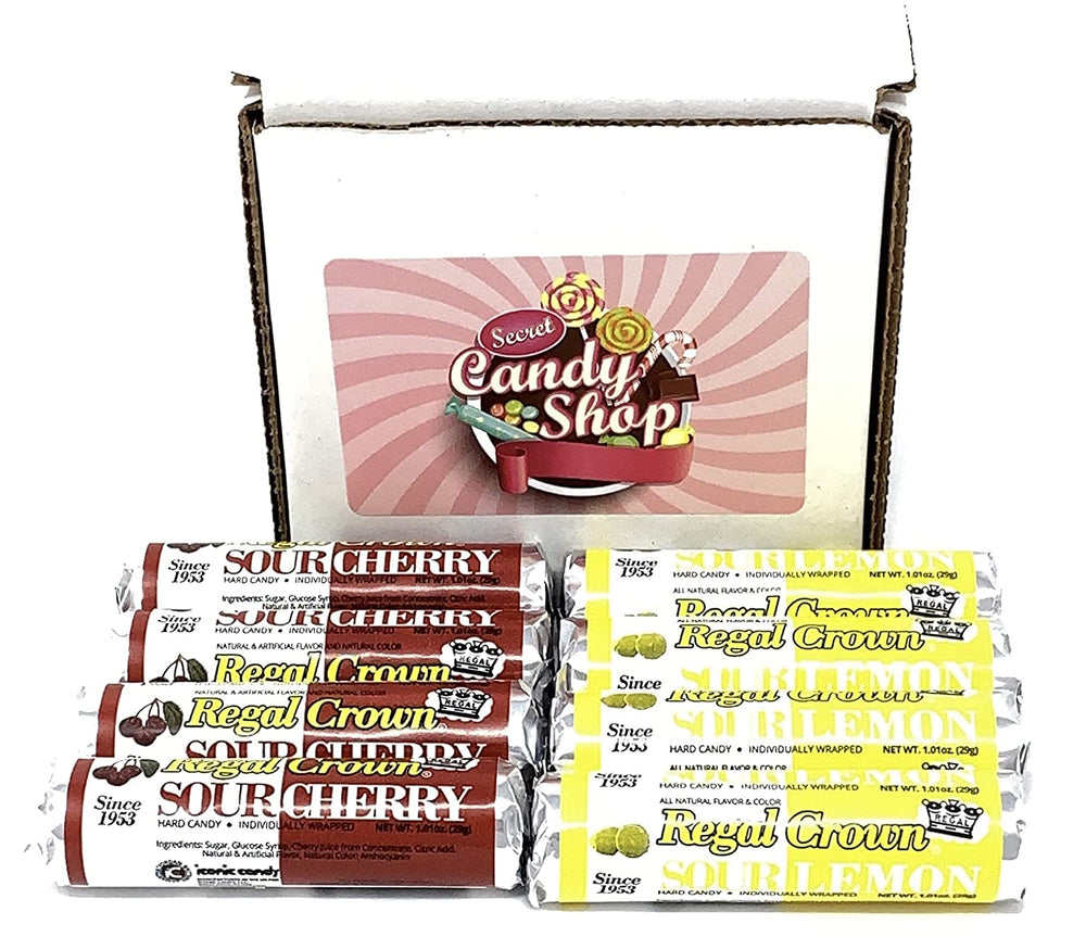 Regal Crown Candy Rolls Variety Pack of 2 Flavors (Sour Cherry & Sour Lemon) (4 of each, Total of 8)