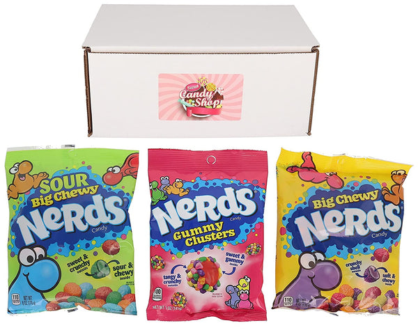 Nerds Candy Variety pack of 3 candies (Gummy Clusters, Big Chewy, Sour Big Chewy)