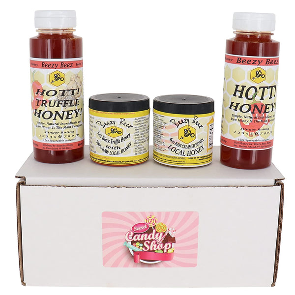 Beezy Beez Honey Variety Pack of 4 (Raw Cream, Black Truffle, Hott, Truffle Hott) (1 of each, total of 4)