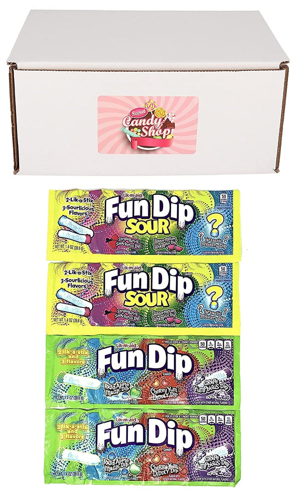 Fun Dip Candy Variety of 2 - Original & Sour, 6 flavors (2 of Each Pack, Total of 4)