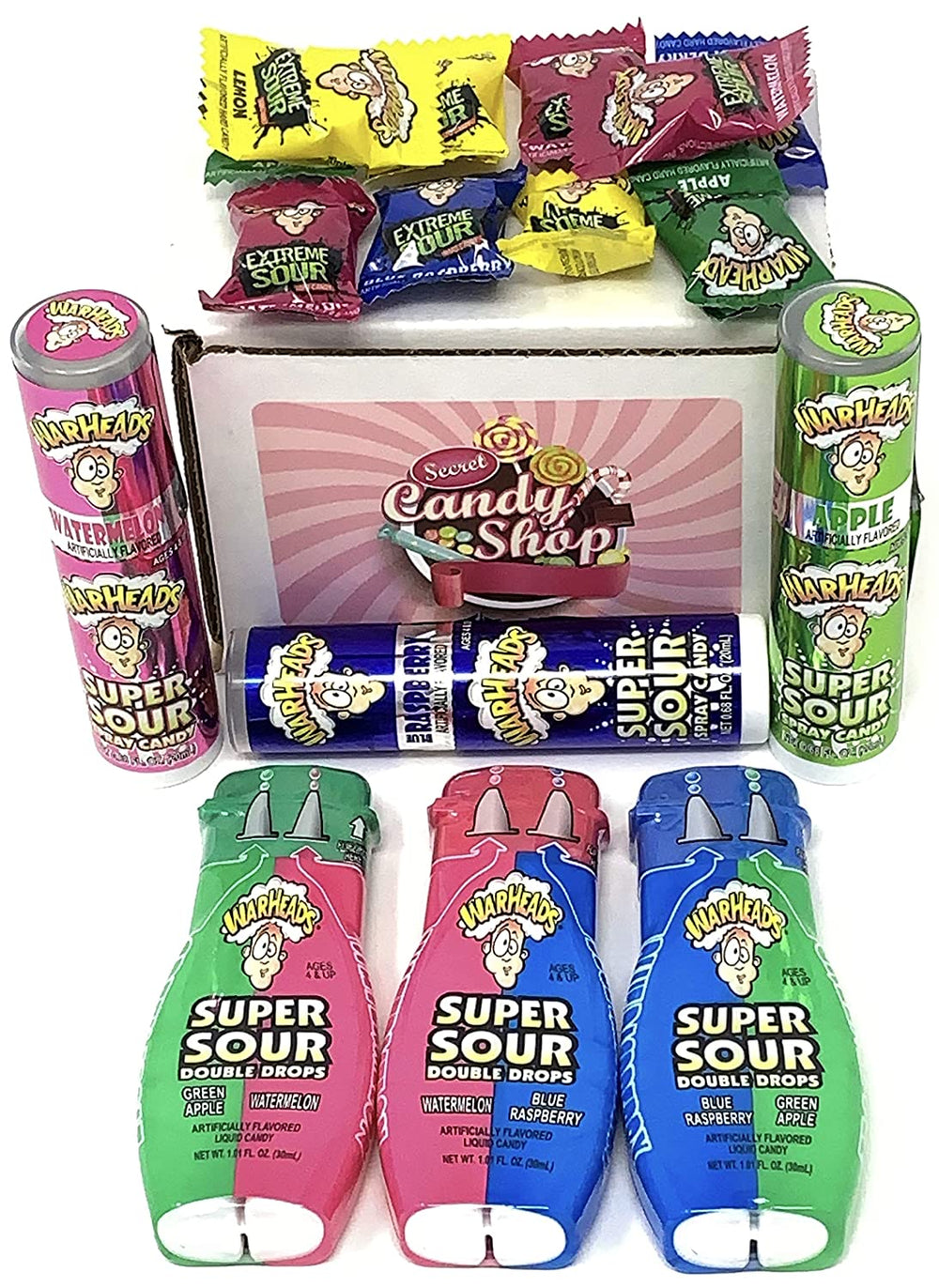 Warheads Super Sour Double Drops & Spray Variety Pack of 6 (1 of each) + Free 10 Warheads Sour Candy…