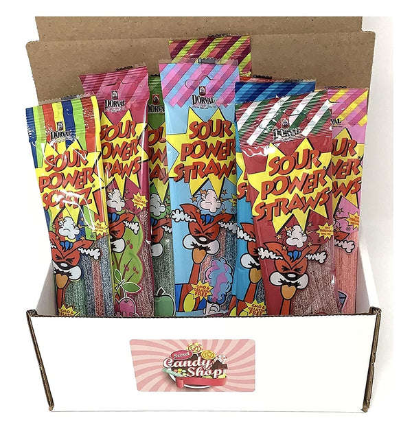 Sour Power Straws Variety Pack of 10 Flavors (2 of each flavor, Total of 20)