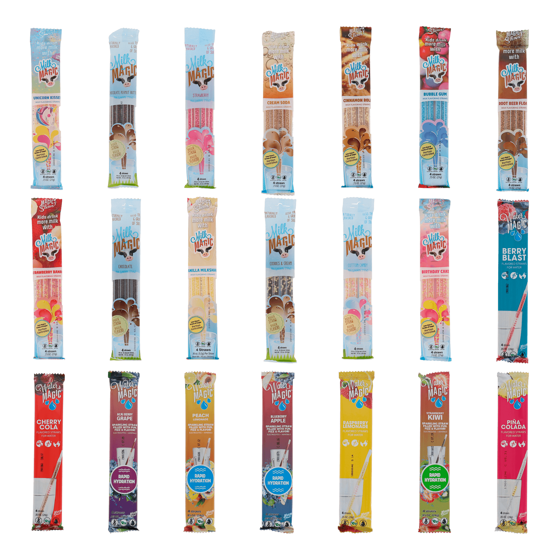 Milk Magic Milk Straws and Water Magic Straws Variety Secret Candy Shop